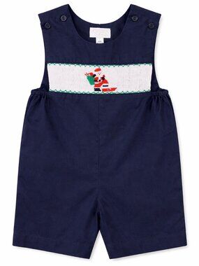 Sir John Smocked Jon Jon 24M Baby Boy Christmas Outfit Santa Embroidery Vintage